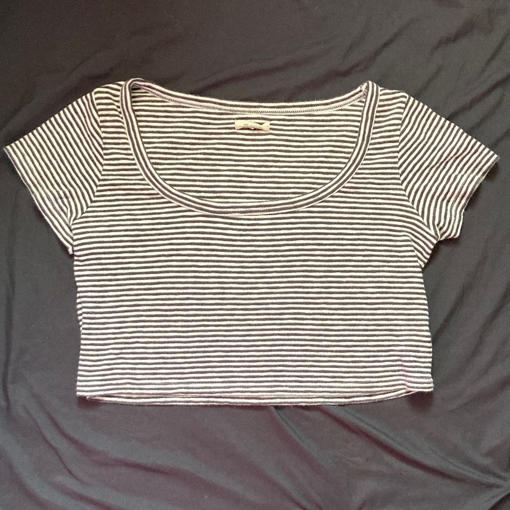 Madewell Striped Black and White Women's Crop Top Size L